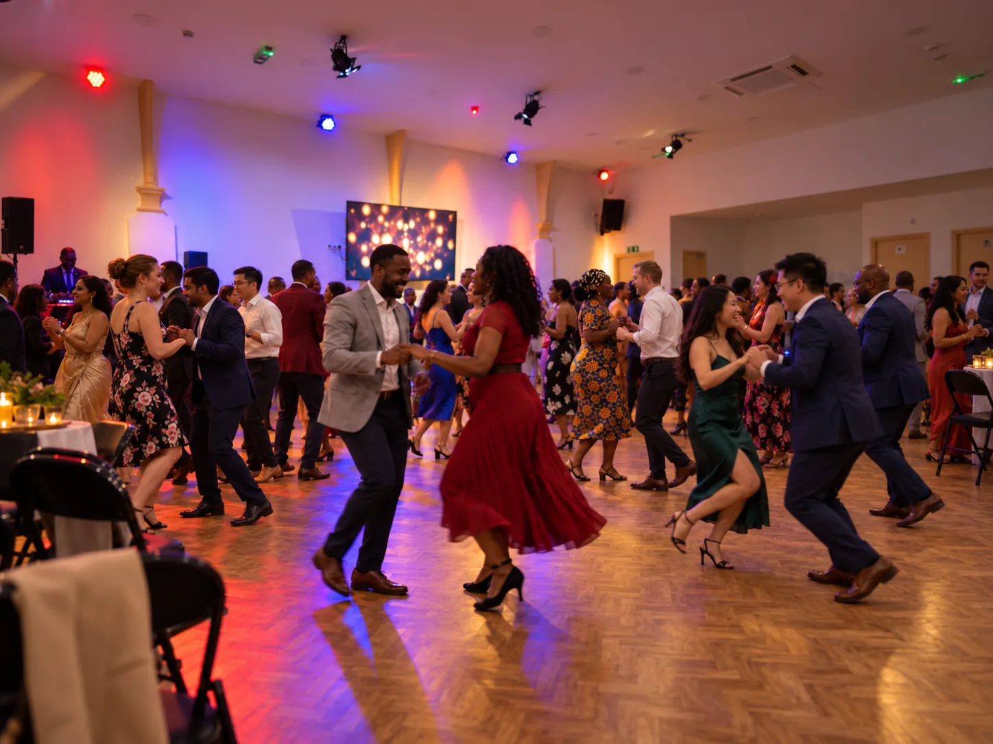 Multicultural dance floor celebration at Grace Hall Leicester